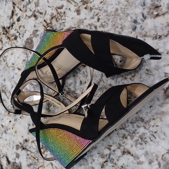 Jessica Simpson Arlisa Rainbow Rhinestone Wedge Heel 🌈 Pride Size 10 - Picture 12 of 16